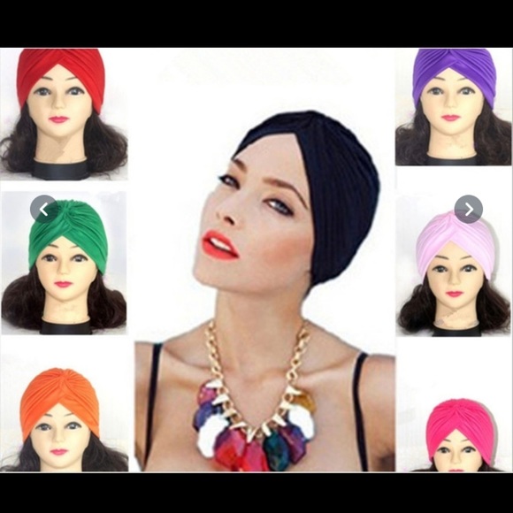 🔴🔴SOLD🔴🔴2 black 1 pink 😉Fashion Colorful  Head Scarf Turban 🌺💐 - Picture 3 of 7